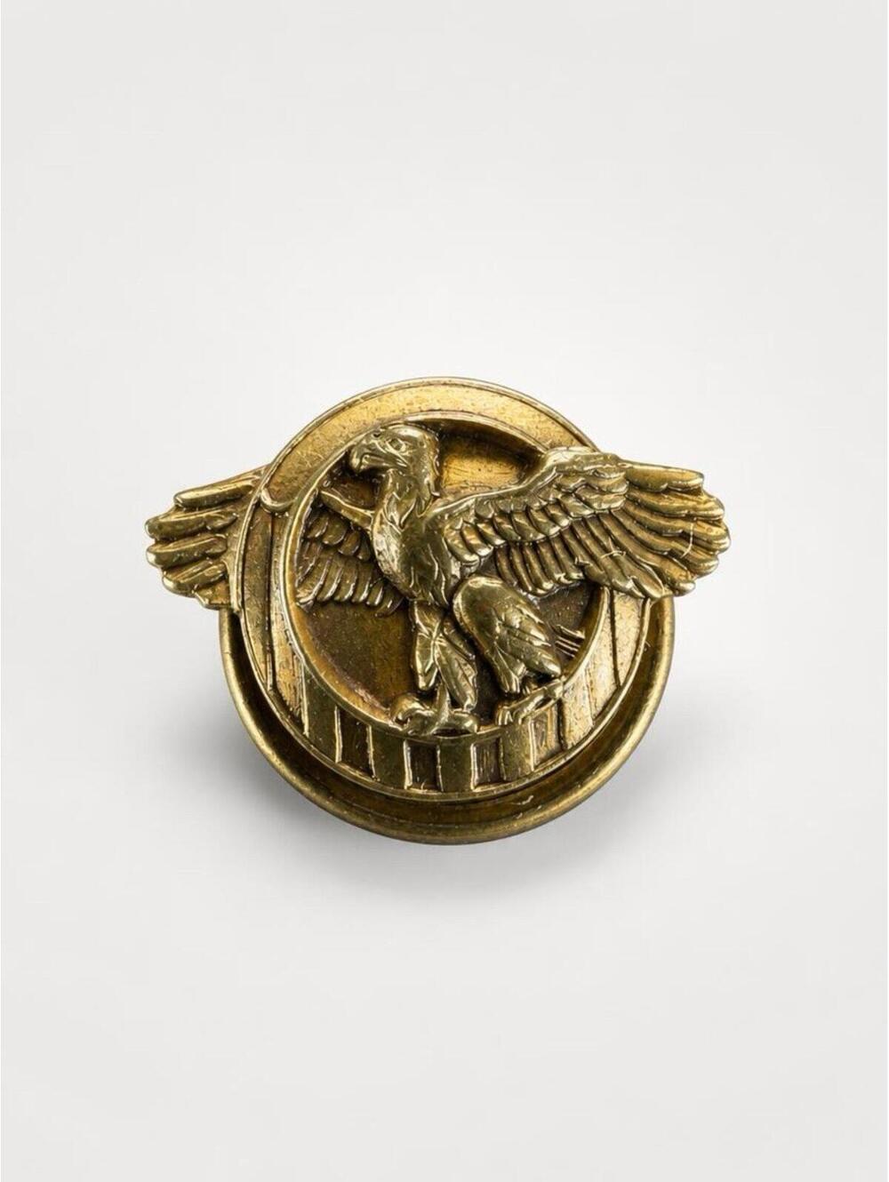 Vintage Gold-Tone Eagle Lapel Pin with Patriotic Flair
